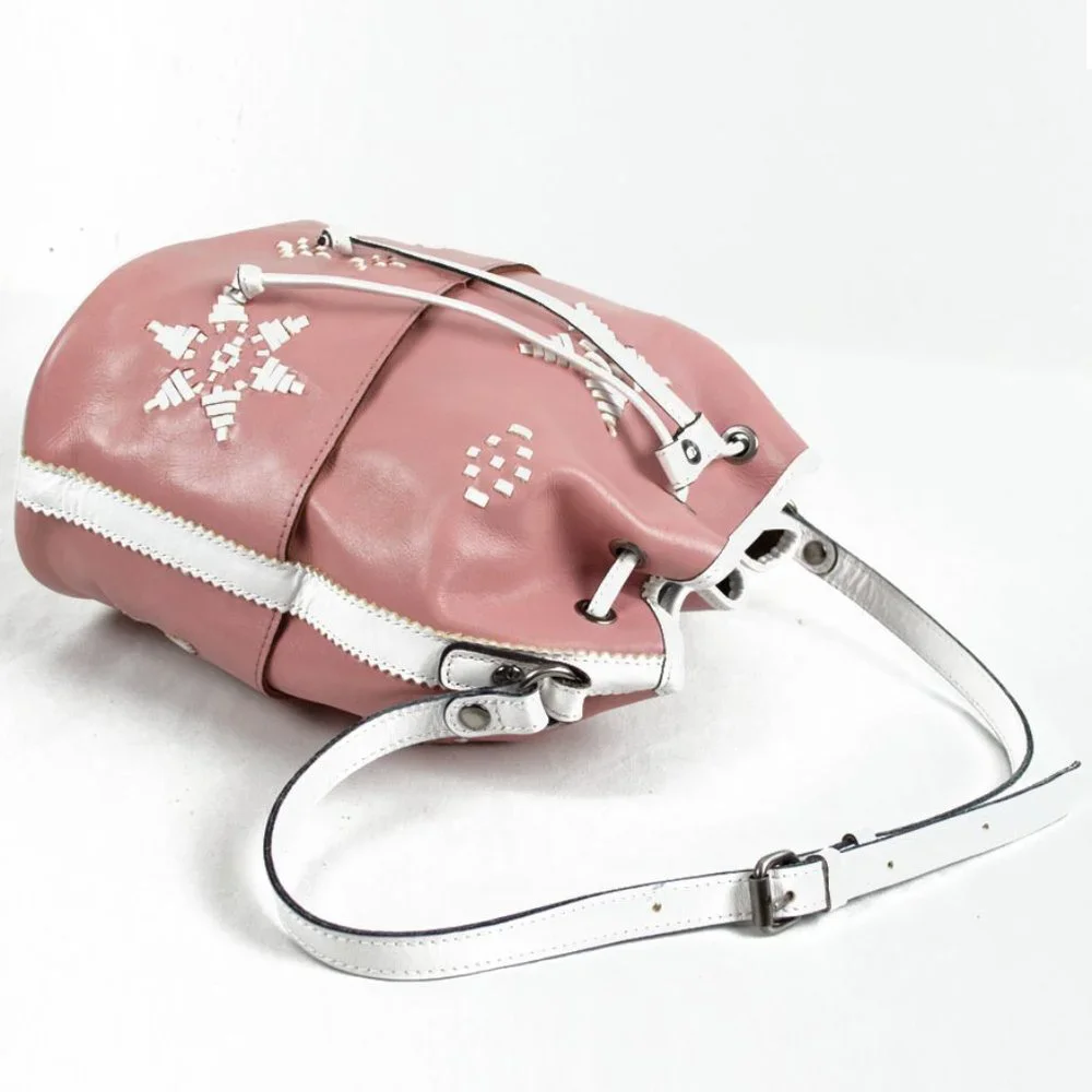 Patricia Nash Pink and White Brindisi Drawstring Bag